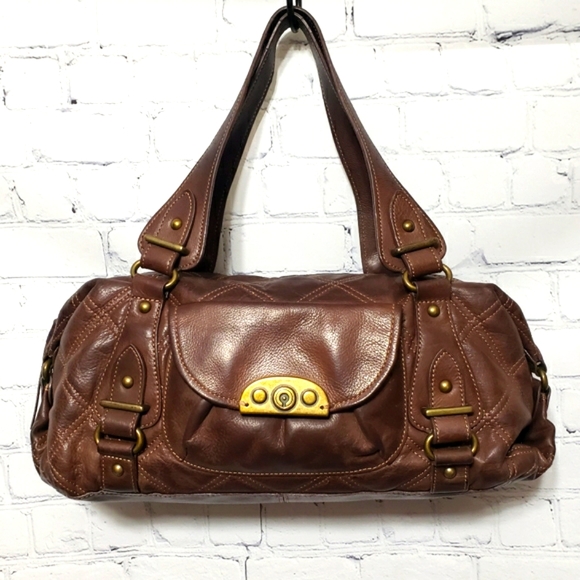 Fossil Bags Fossil Vintage Quilted Brown Leather Doctor Bag Shb9426